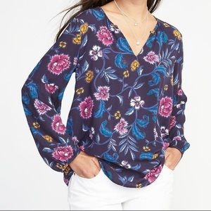 Old Navy Relaxed Split Neck Floral Blouse